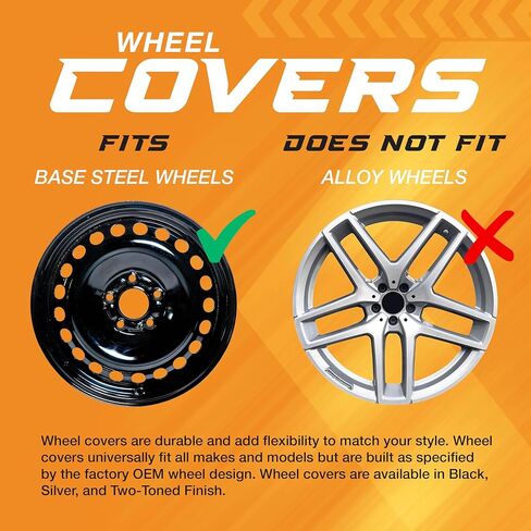 مجموعة جلد عجلة سوداء لامعة مقاس 18 بوصة متوافقة مع Toyota Tundra SR (2022-2026) | غطاء عجلة من بلاستيك ABS المتين | يناسب مباشرة العجلات الفولاذية OEM in Kuwait