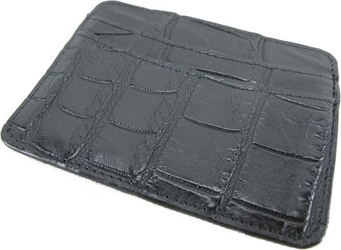 Genuine Crocodile Skin Leather Slim Business Credit Card Holder Sleeve Wallet (Black) in Saudi Arabia