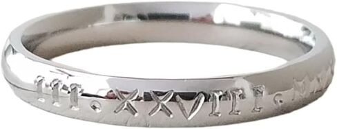 Roman Numeral Stacking Ring 3mm Stainless Steel Hypoallergenic Personalized in Saudi Arabia