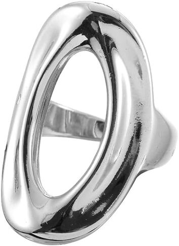 Kokoma Curved Oval Ring for Women Geometric Hollow Circle Ring Chunky Adjustable Stacking Rings Fashion Finger Jewelry Comfort Fit in Saudi Arabia