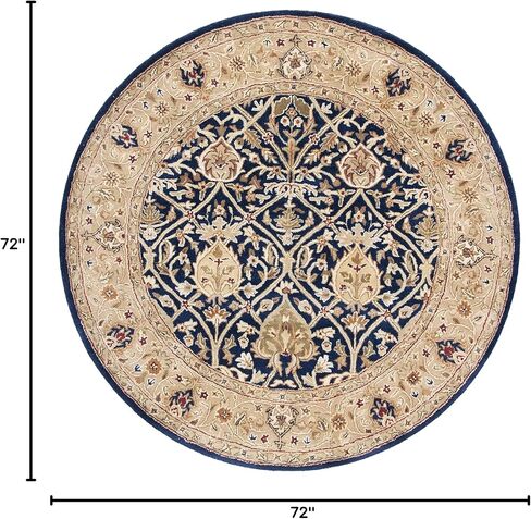 SAFAVIEH Persian Legend Collection Area Rug - 6' Round, Blue & Gold, Handmade Traditional Wool, Ideal for High Traffic Areas in Living Room, Bedroom (PL819C) in Saudi Arabia