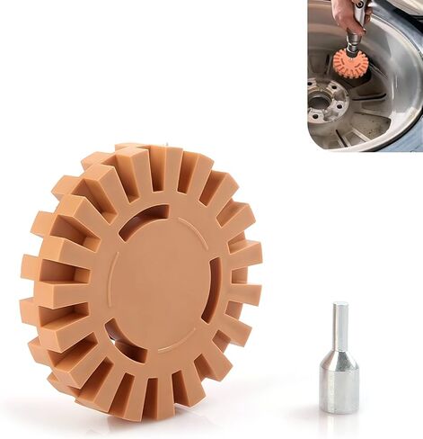 1 PC Decal Remover Eraser Wheel, Gear-shaped Decal Remover, 4 Inches Rubber Wheel with Drill Adapter, for Cars Decals, Labels, Stickers, Graphics, Tap, Emblem (Orange) in Saudi Arabia