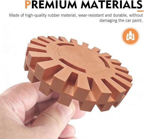 1 PC Decal Remover Eraser Wheel, Gear-shaped Decal Remover, 4 Inches Rubber Wheel with Drill Adapter, for Cars Decals, Labels, Stickers, Graphics, Tap, Emblem (Orange) in Saudi Arabia