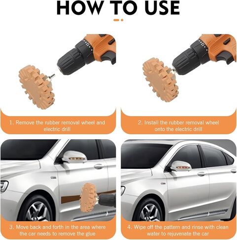 1 PC Decal Remover Eraser Wheel, Gear-shaped Decal Remover, 4 Inches Rubber Wheel with Drill Adapter, for Cars Decals, Labels, Stickers, Graphics, Tap, Emblem (Orange) in Saudi Arabia