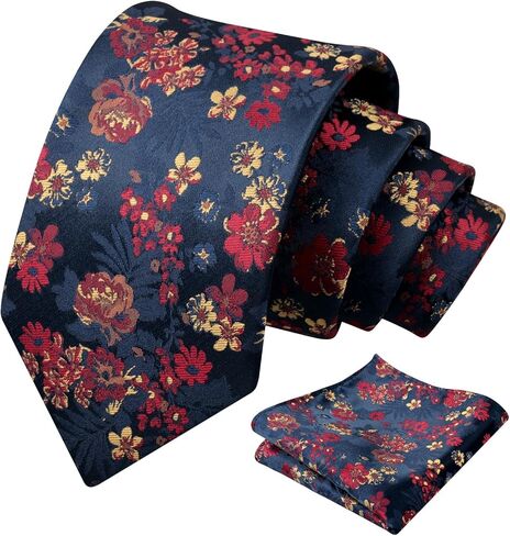 Alizeal Mens 3.15 Inch Fresh Elegant Floral Tie Set Modern Necktie for Weddings and Stylish Events in Saudi Arabia