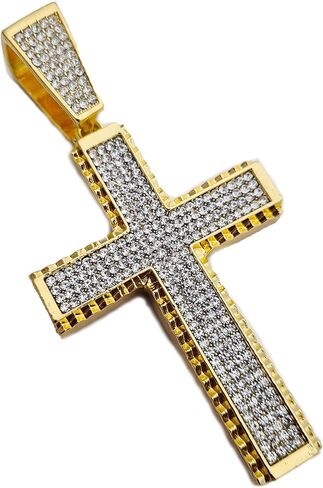 HIP HOP ICED LAB DIAMOND GOLD PLATED LARGE HOLY CROSS BLING CHARM PENDANT in Saudi Arabia