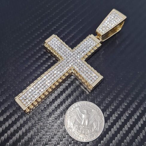 HIP HOP ICED LAB DIAMOND GOLD PLATED LARGE HOLY CROSS BLING CHARM PENDANT in Saudi Arabia