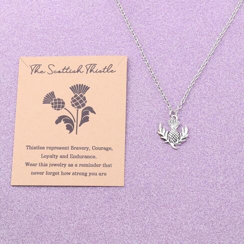 BLEOUK Scottish Thistle Pendant Necklace Scotland Travel Souvenirs Scottish Blessing Thistle Lover Gift in Saudi Arabia