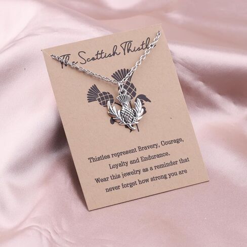 BLEOUK Scottish Thistle Pendant Necklace Scotland Travel Souvenirs Scottish Blessing Thistle Lover Gift in Saudi Arabia