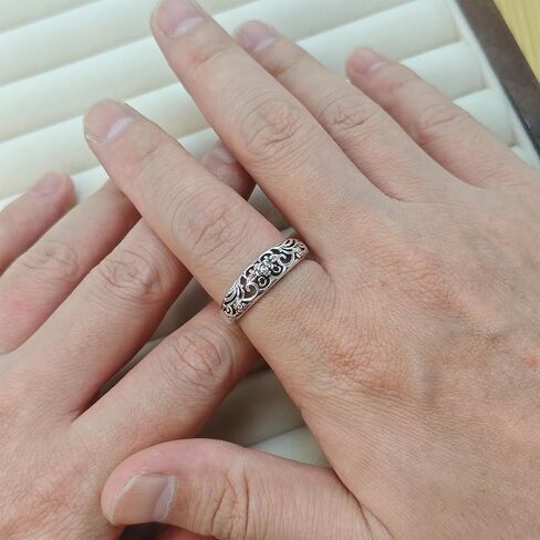 925 Sterling Silver Ring for Women - Victorian Filigree Oxidized Vintage Openwork Floral Band, Handmade Statement Promise Ring, Elegant Gift for Her, Wedding Anniversary Band in Saudi Arabia