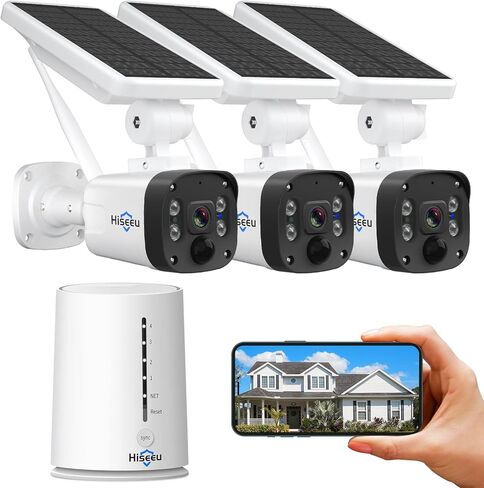 Hiseeu 3MP 2K Wireless Security Camera System, Indoor/Outdoor, Motion Detection, 2-Way Audio, IP66 Waterproof, 32GB SD Card, Compatible with Alexa – Home/Office Surveillance in Kuwait