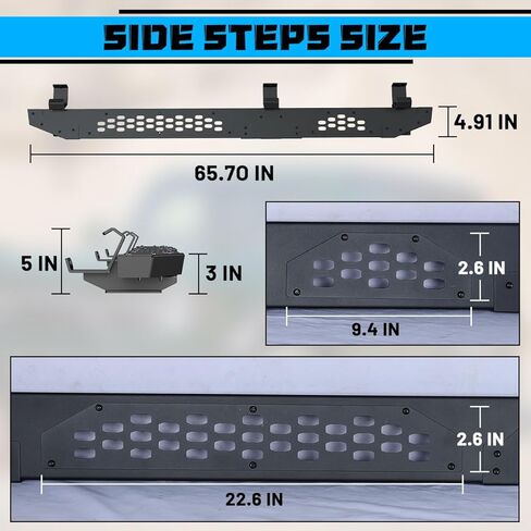 WolfX Running Boards 4 Doors Side Steps Compatible for 2021 2022 2023 2024 2025 2026 Ford Bronco with Rock Rails (Not for Bronco Sport) Heavy Duty Steel Rock Sliders Side Bars in Kuwait
