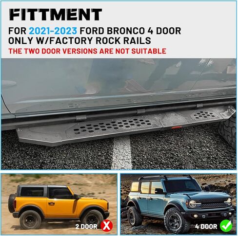 WolfX Running Boards 4 Doors Side Steps Compatible for 2021 2022 2023 2024 2025 2026 Ford Bronco with Rock Rails (Not for Bronco Sport) Heavy Duty Steel Rock Sliders Side Bars in Kuwait
