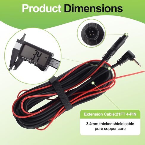 4 دبوس داش كام كابل كابل استبدال سلك كاميرا الرؤية الخلفية لـ WOLFBOX G840S G910 G930 G840H (Type-c) G850 G900 T10 Plus 4 Pin أنثى إلى 2.5 مم ذكر التوصيل كابل كاميرا احتياطية للسيارة - 21FT/6.5M in Kuwait