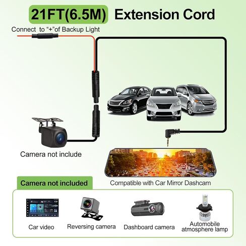 4 دبوس داش كام كابل كابل استبدال سلك كاميرا الرؤية الخلفية لـ WOLFBOX G840S G910 G930 G840H (Type-c) G850 G900 T10 Plus 4 Pin أنثى إلى 2.5 مم ذكر التوصيل كابل كاميرا احتياطية للسيارة - 21FT/6.5M in Kuwait