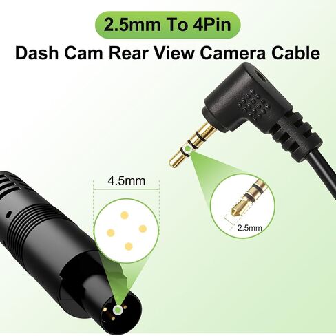 4 دبوس داش كام كابل كابل استبدال سلك كاميرا الرؤية الخلفية لـ WOLFBOX G840S G910 G930 G840H (Type-c) G850 G900 T10 Plus 4 Pin أنثى إلى 2.5 مم ذكر التوصيل كابل كاميرا احتياطية للسيارة - 21FT/6.5M in Kuwait