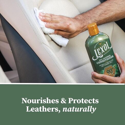 Lexol All Leather Conditioner, Naturally Derived Leather Conditioner with Bee and Carnauba Milk, Great for Car Interiors, Boots, Furniture, Bags, Jackets and More, 16.9 fl oz in Kuwait