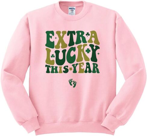 TeesAndTankYou Extra Lucky This Year St. Patrick's Day Pregnancy Announcement Sweatshirt Unisex in Saudi Arabia