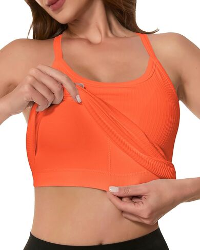UG Active Basic Cami Tank Top with Built in Bra for Women Spaghetti Strap Ribbed Tank Top Padded Seamless Workout Tops in Saudi Arabia