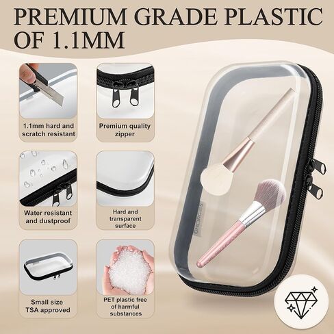 Clear Hard Shell Zipper Case 1.1mm Set S+M+L, Premium Plastic Hardshell Pouches and Storage Boxes for Clothes, Toys, Makeup, Toiletry & Travel, Zip Up Organizer Bags and Packing Cubes. in Saudi Arabia