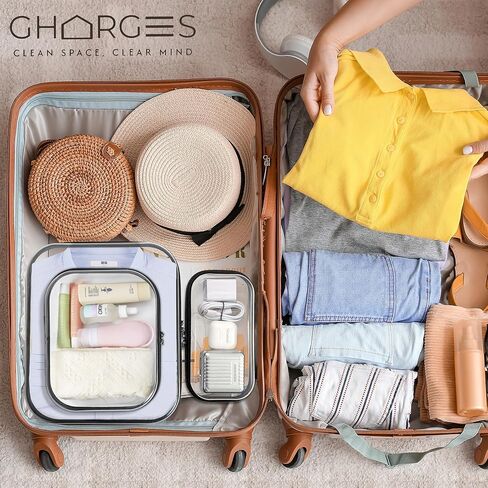Clear Hard Shell Zipper Case 1.1mm Set S+M+L, Premium Plastic Hardshell Pouches and Storage Boxes for Clothes, Toys, Makeup, Toiletry & Travel, Zip Up Organizer Bags and Packing Cubes. in Saudi Arabia