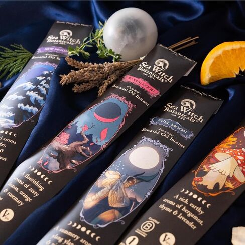 Sea Witch Botanicals Moon Phase Incense Collection | All-Natural Essential Oil Blends | 4 Boxes of 20 Incense Sticks | Non-Toxic | Ritual and Relaxation in Saudi Arabia