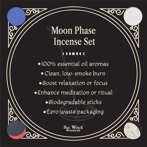 Sea Witch Botanicals Moon Phase Incense Collection | All-Natural Essential Oil Blends | 4 Boxes of 20 Incense Sticks | Non-Toxic | Ritual and Relaxation in Saudi Arabia