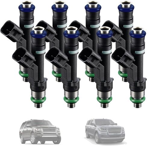 8 Pcs Fuel Injectors Set FIT 2009-2014 Ford Expedition F150 Lincoln Navigator 5.4L V8, Flex Fuel & Gas Compatible, 4-Hole Nozzle EV6 Connector, Replaces 9L3Z-9F593-B 0280158174 in Saudi Arabia