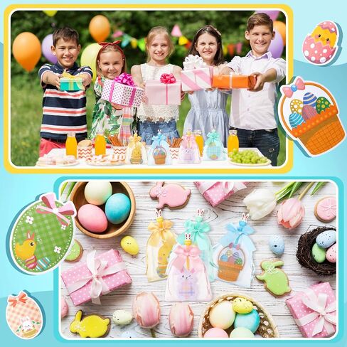 geyoga 24 مجموعة من بيضة أرنب عيد الفصح ملاحظات لاصقة، 0.5 مم أقلام حبر جل بيض أرنب وأكياس هدايا، ألوان زاهية وسادات ملاحظات عيد الفصح لحشو سلة الأشياء الجيدة وحشو حقائب تزيين الحفلات هدية جديدة in Kuwait