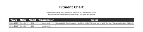 Transmission Oil Pan Compatible With Chrysler 300 Automatic Transmission 2023 2022 2021 2020 2019 2018 2017 2016 2015 2014 2013 2012 P-3575514 in Saudi Arabia