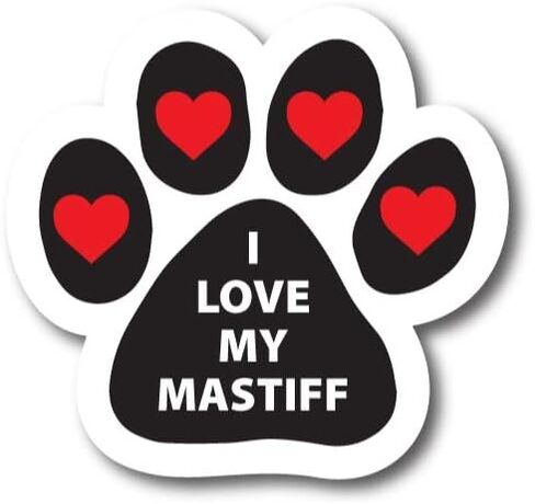 Magnet Me Up I Love My Mastiff Pawprint Magnet Decal, 5 Inch, Heavy Duty Automotive Magnet for Car Truck SUV in Saudi Arabia