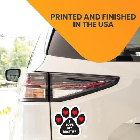 Magnet Me Up I Love My Mastiff Pawprint Magnet Decal, 5 Inch, Heavy Duty Automotive Magnet for Car Truck SUV in Saudi Arabia