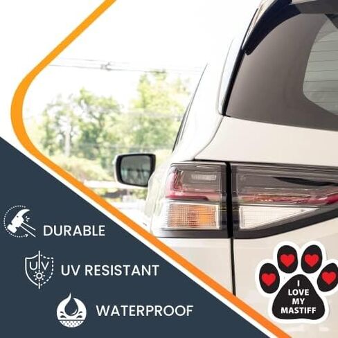 Magnet Me Up I Love My Mastiff Pawprint Magnet Decal, 5 Inch, Heavy Duty Automotive Magnet for Car Truck SUV in Saudi Arabia
