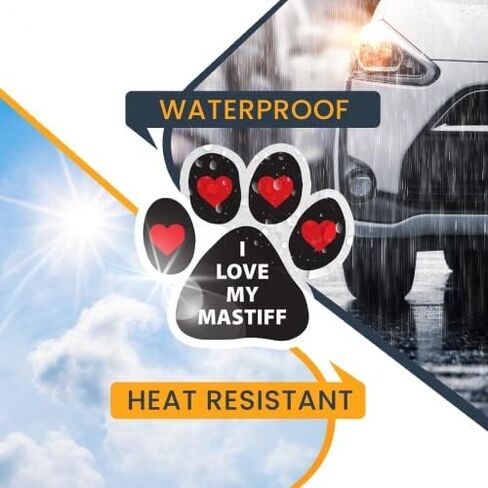 Magnet Me Up I Love My Mastiff Pawprint Magnet Decal, 5 Inch, Heavy Duty Automotive Magnet for Car Truck SUV in Saudi Arabia