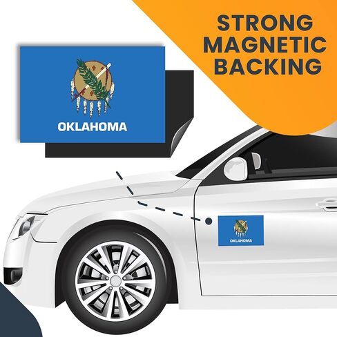 ملصق مغناطيسي Magnet Me Up Oklahoma بعلم دولة الولايات المتحدة الأمريكية، 4 × 6 بوصات، مغناطيس سيارات عالي التحمل للسيارة، شاحنة الدفع الرباعي، أي سطح مغناطيسي آخر، تذكار قابل للجمع، أظهر فخرك بولايتك، مصنوع في الولايات المتحدة الأمريكية in Kuwait