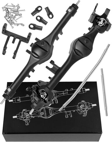 RC Axle Complete Metal Front Rear Portal Axle Upgrades Part for 1/10 Axial SCX10 SCX10 II 90046 90047,RC Crawler Car Front Rear Portal Axle Hops Up (Black) in Kuwait