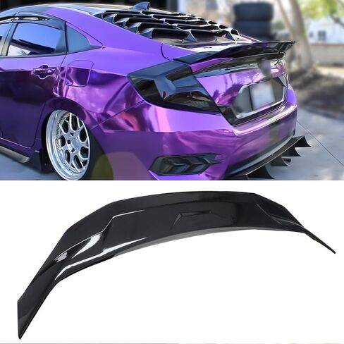 Rear Spoiler Compatible with 2016–2021 Honda Civic Sedan, Duckbill High Kick Trunk Wing Lip Fits 2016 2017 2018 2019 2020 2021 (Glossy Black) in Kuwait