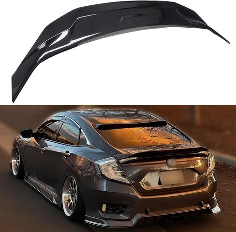 Rear Spoiler Compatible with 2016–2021 Honda Civic Sedan, Duckbill High Kick Trunk Wing Lip Fits 2016 2017 2018 2019 2020 2021 (Glossy Black) in Kuwait