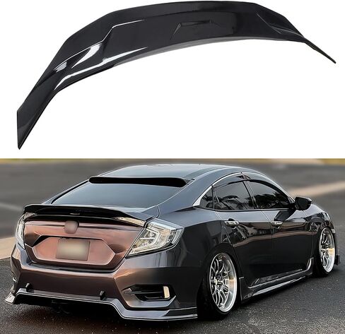 Rear Spoiler Compatible with 2016–2021 Honda Civic Sedan, Duckbill High Kick Trunk Wing Lip Fits 2016 2017 2018 2019 2020 2021 (Glossy Black) in Kuwait