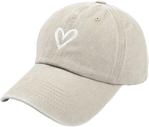 المرأة خمر قبعة بيسبول ذات ألوان فاتحة لطيف القلب المطرزة قبعة الشمس قابل للتعديل المتعثرة قبعات للأب الأشعة فوق البنفسجية حماية قبعات الصيف in Kuwait