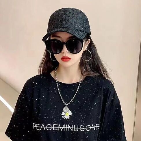 2PCS Women's Lace Floral Baseball Cap - Breathable Mesh Back, Adjustable Polyester Sun Protection Hat in Saudi Arabia