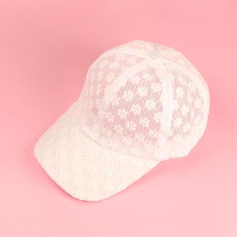 2PCS Women's Lace Floral Baseball Cap - Breathable Mesh Back, Adjustable Polyester Sun Protection Hat in Saudi Arabia