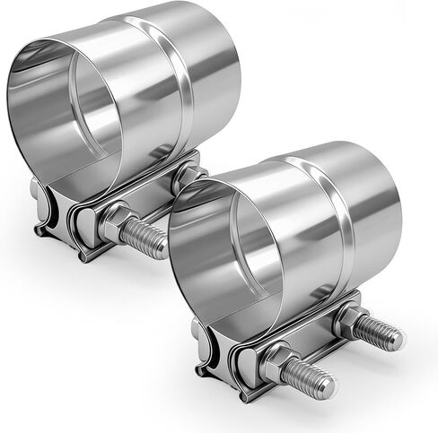 2.5 Inch Exhaust Clamp, 2 1/2 Lap Joint Band Clamp Stainless Steel 304 For 2.5" Od To 2.64" Od Exhaust Pipe, Muffler, Elbow, Exhaust Tubing Connection, Catalytic Converters (4PCS) in Kuwait