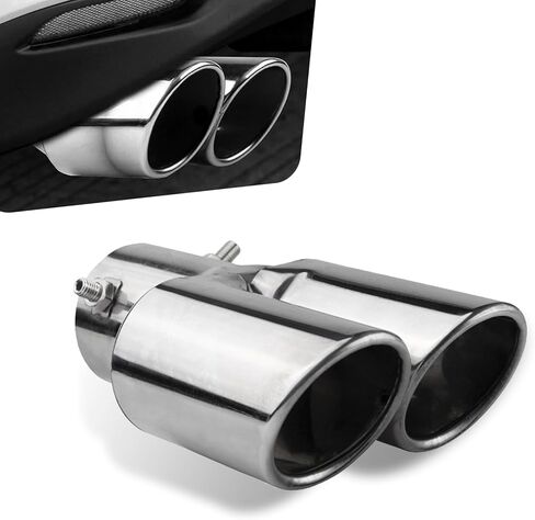 Car Exhaust Tips, Stainless Steel Dual Outlet Straight Style Muffler Exhaust, 2.5" Dual Tail Pipe Muffler Tip, Universal for Most Cars (Matte Black) in Saudi Arabia