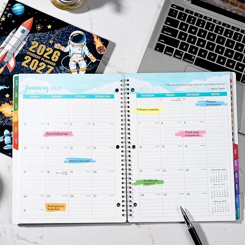 Student Planner 2026-2027 - School Planner 2026-2027, Aug. 2026 - Jun. 2027, 9" x 11", 26-27 Academic Planner with 3-Hole Punched, Colourful Tabs & Stickers in Saudi Arabia