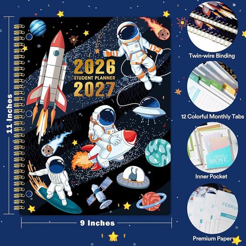 Student Planner 2026-2027 - School Planner 2026-2027, Aug. 2026 - Jun. 2027, 9" x 11", 26-27 Academic Planner with 3-Hole Punched, Colourful Tabs & Stickers in Saudi Arabia