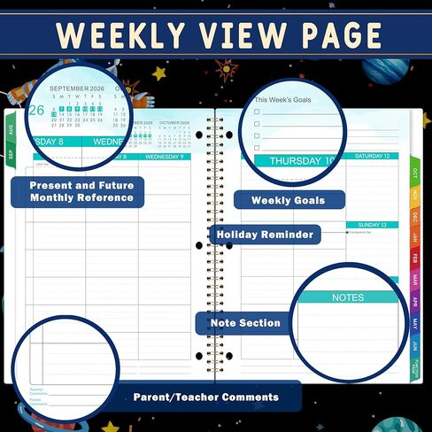 Student Planner 2026-2027 - School Planner 2026-2027, Aug. 2026 - Jun. 2027, 9" x 11", 26-27 Academic Planner with 3-Hole Punched, Colourful Tabs & Stickers in Saudi Arabia
