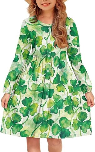 Girls Spring Dress 2026 Long Sleeve Casual Dresses for Girls Holiday Festival Age 6-15 in Saudi Arabia
