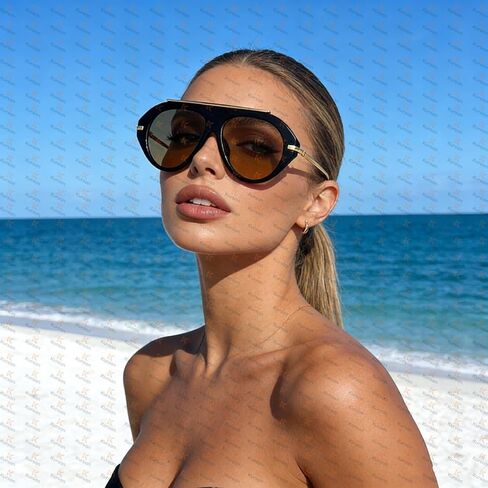 نظارات شمسية كبيرة الحجم من كورسان للنساء والرجال - حماية من الأشعة فوق البنفسجية 400، نظارات شمسية كلاسيكية من السبعينيات باللون الذهبي in Kuwait