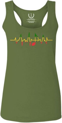 0560. Heart Beat Note Music Quaver reaggae Rasta Cool Graphic Musician Women's Tank Top Racerback in Saudi Arabia